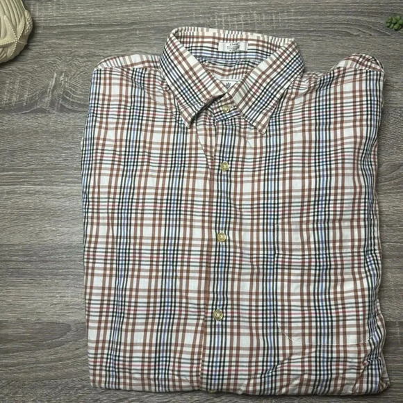 Peter Millar Other - Peter Millar Blue/Brown Plaid Button Down Shirt Size L Preppy Casual Work Attire